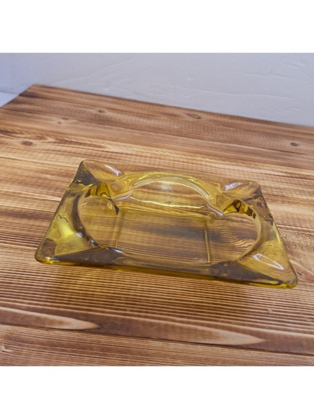 Amber Glass Decorative Tray - Yellow Glass Accent Dish